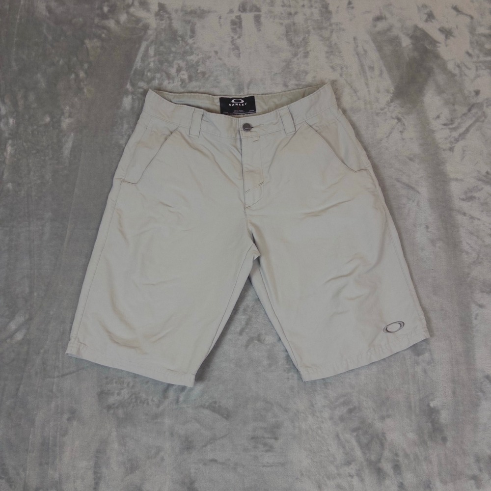 Oakley Golf Shorts Mens 31 Tan Khaki Flat Front Performance Activewear Casual